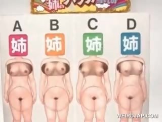 الآسيوية جذابون الحصول على الثدي squeezed في جنس فيلم مسابقة