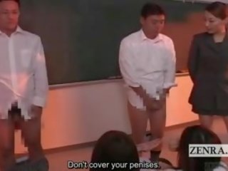 Subtitled oděná žena nahý mužské bottomless japonsko studentů školní škádlení
