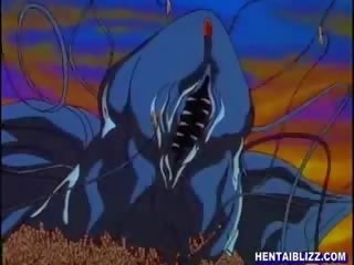 Hentai greu groupfucked de monstru tentacles