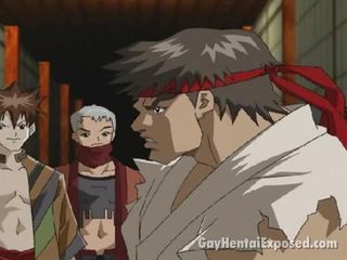 Clean-cut anime bakla naglalaro ang malaswa ninja at fighting may iilan striplings