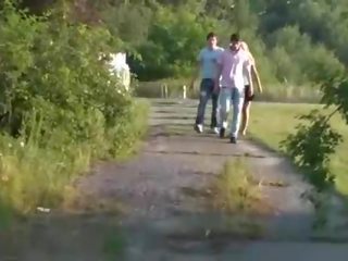 Pleasant teen public street orgy gangbang