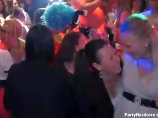 Peýan concupiscent girls get felt up at a nightclub disco